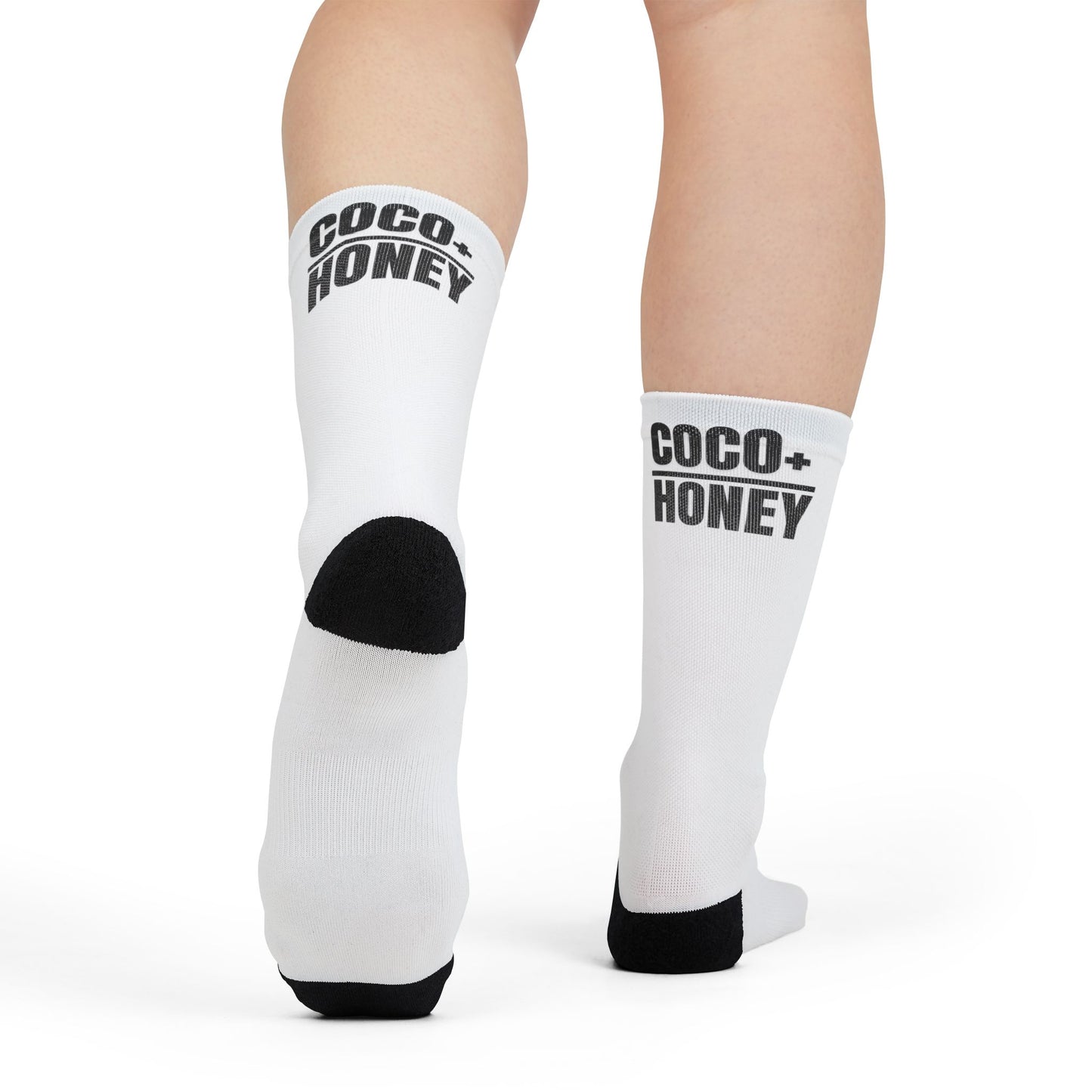 Coco Honey Sublimation Crew Socks — Cute Cocoa & Honey Graphic Crew Socks