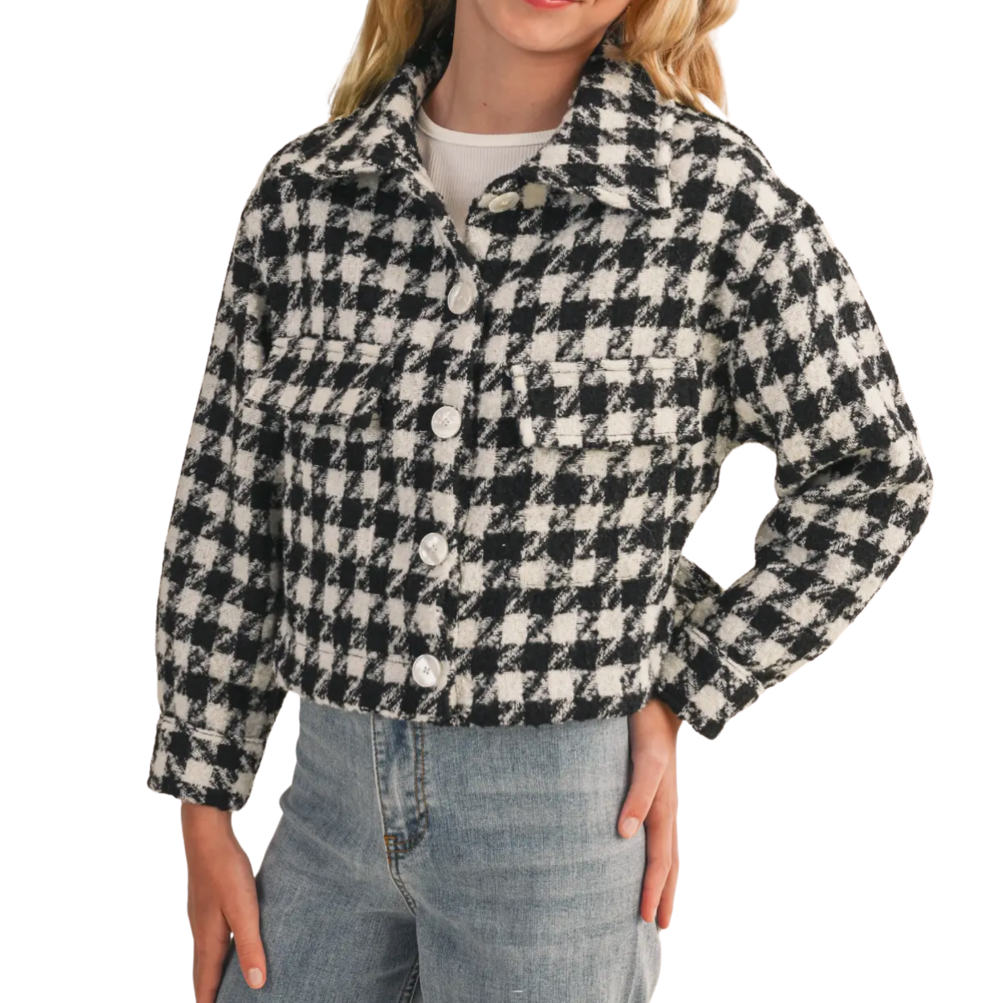 SWEET + CHIC HOUNDSTOOTH JACKET