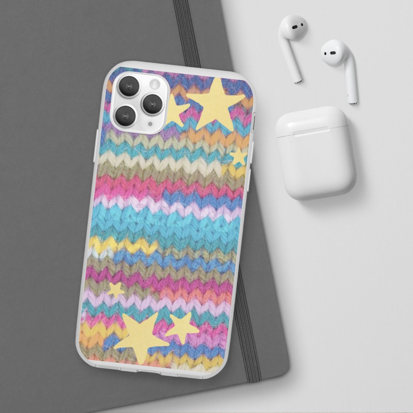Pastel Knit Star Phone Case | Cozy Rainbow Aesthetic Case
