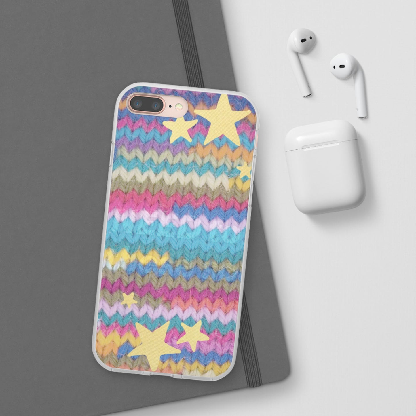 Pastel Knit Star Phone Case | Cozy Rainbow Aesthetic Case