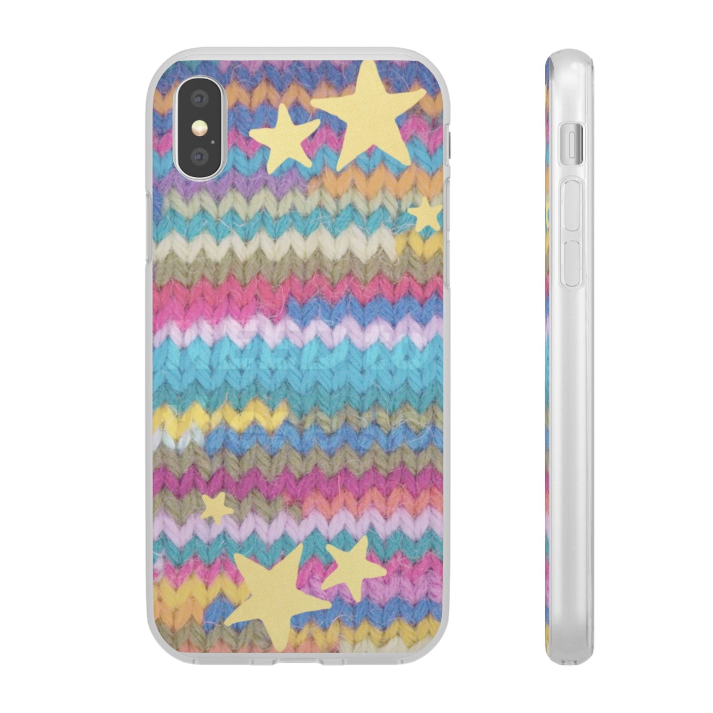 Pastel Knit Star Phone Case | Cozy Rainbow Aesthetic Case