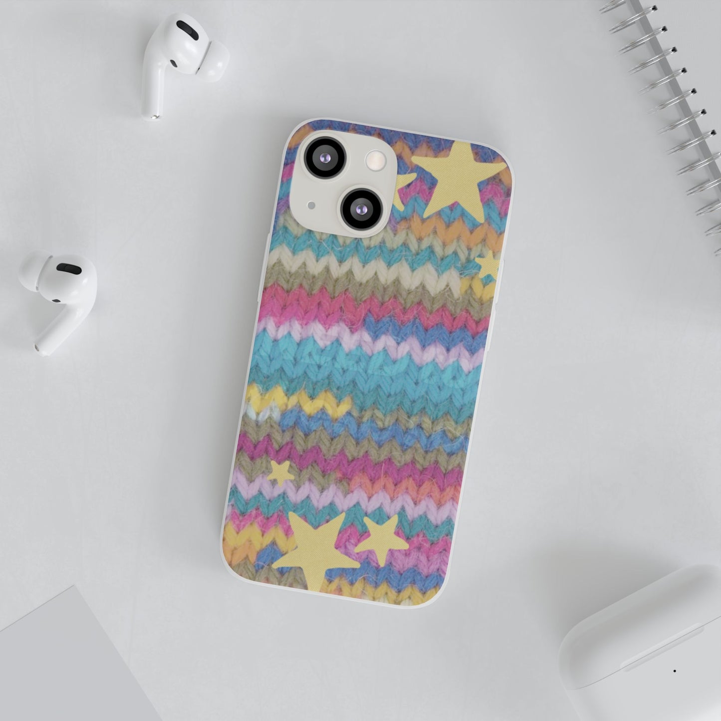 Pastel Knit Star Phone Case | Cozy Rainbow Aesthetic Case