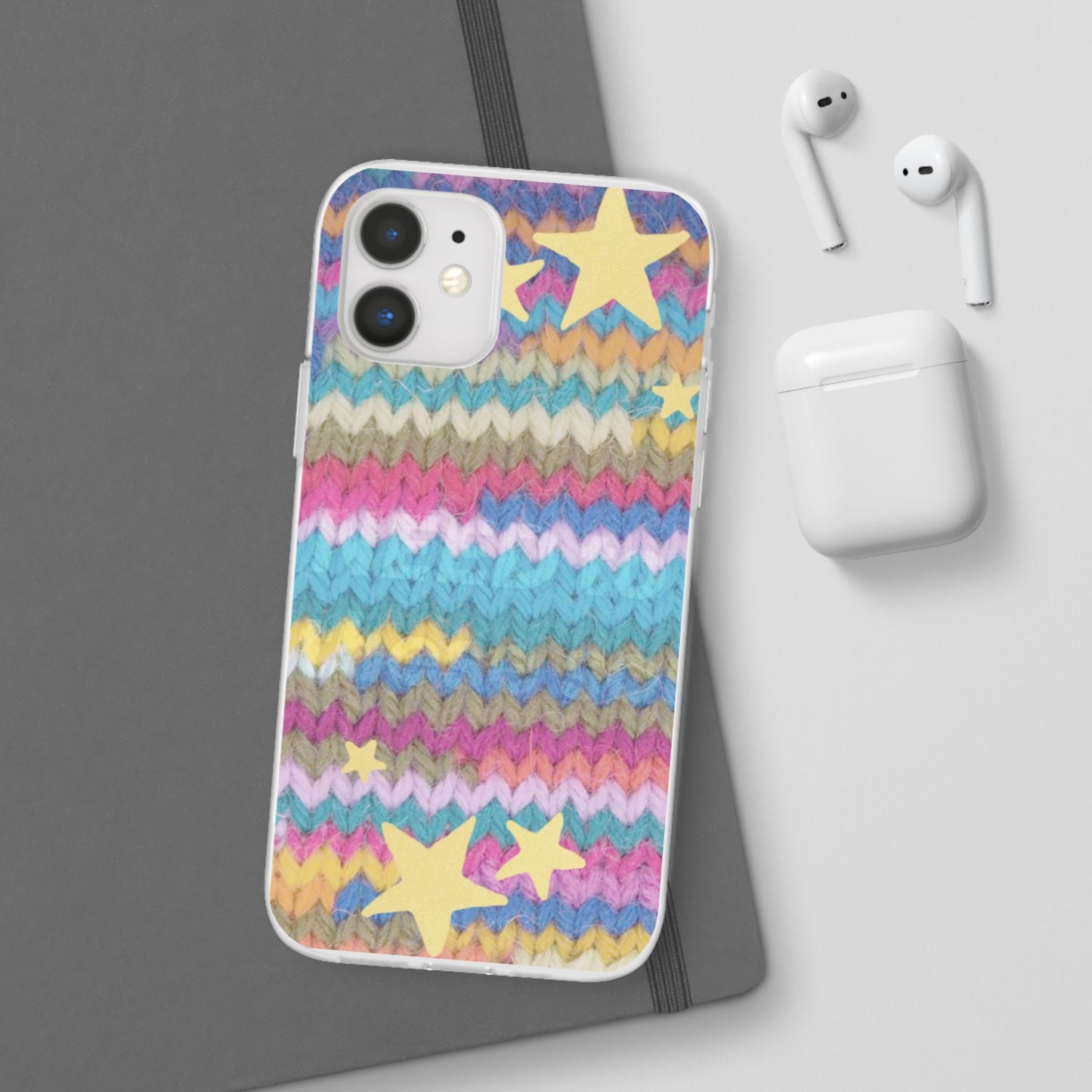 Pastel Knit Star Phone Case | Cozy Rainbow Aesthetic Case