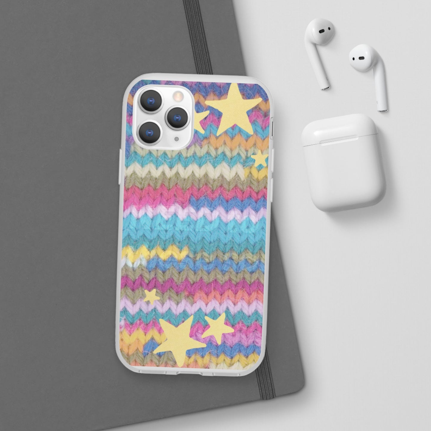 Pastel Knit Star Phone Case | Cozy Rainbow Aesthetic Case