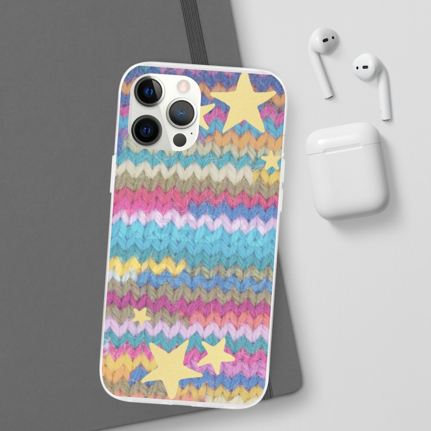 Pastel Knit Star Phone Case | Cozy Rainbow Aesthetic Case