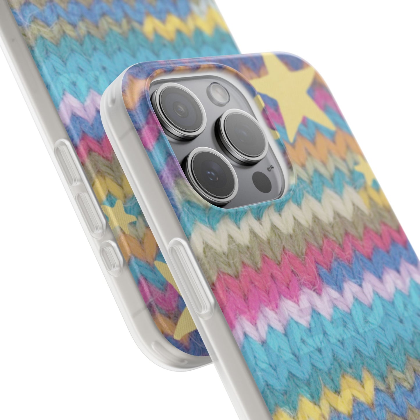 Pastel Knit Star Phone Case | Cozy Rainbow Aesthetic Case