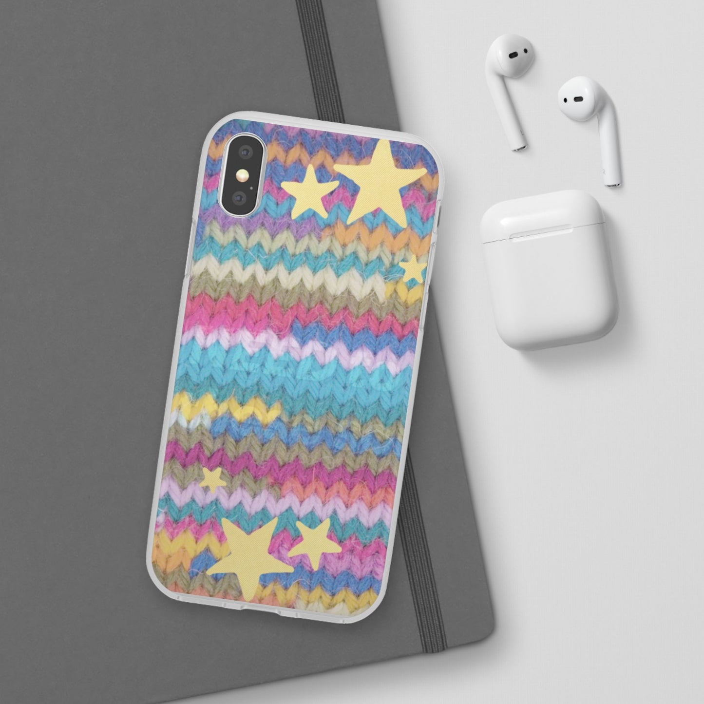 Pastel Knit Star Phone Case | Cozy Rainbow Aesthetic Case