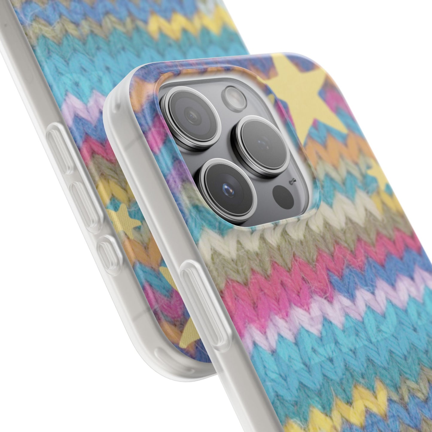 Pastel Knit Star Phone Case | Cozy Rainbow Aesthetic Case