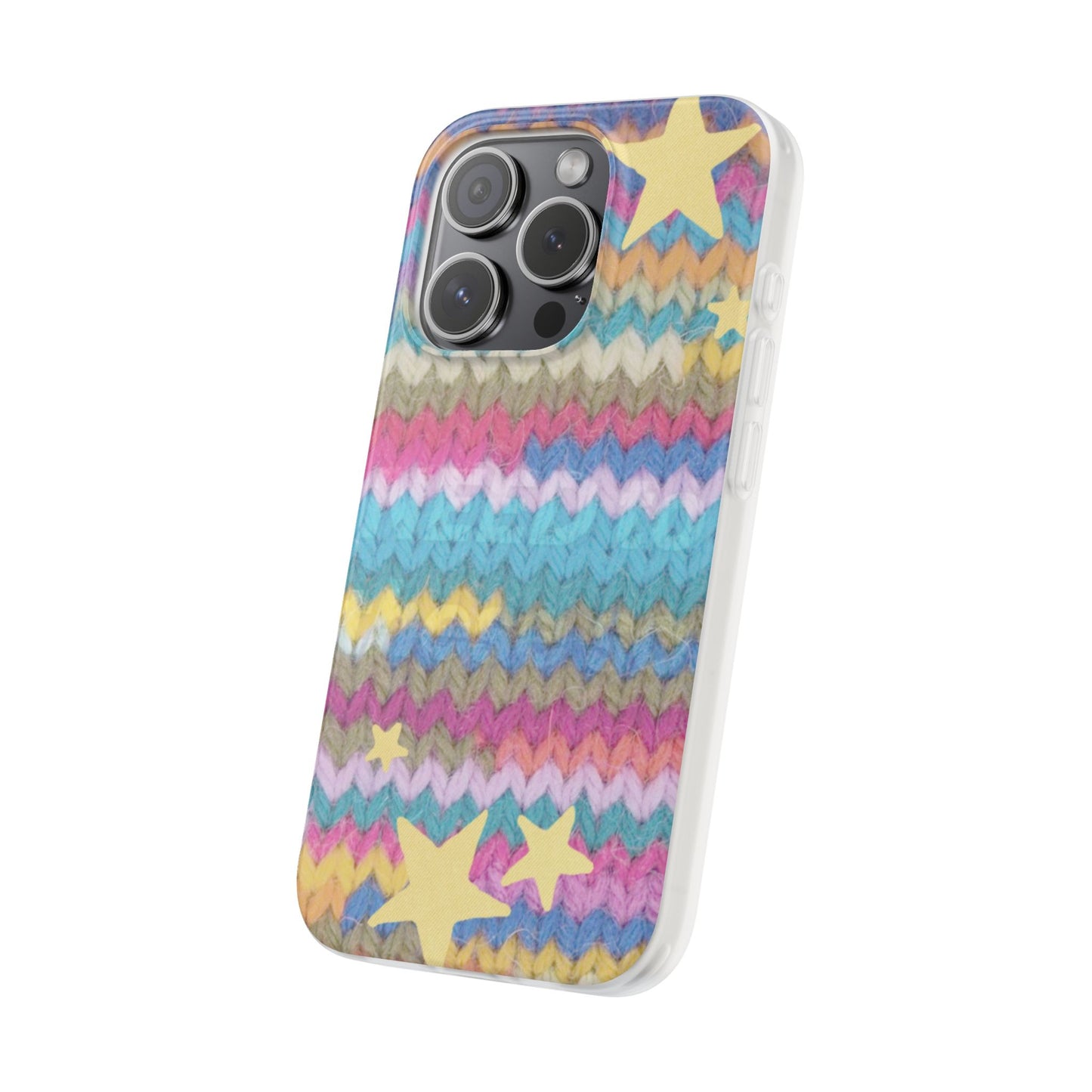 Pastel Knit Star Phone Case | Cozy Rainbow Aesthetic Case