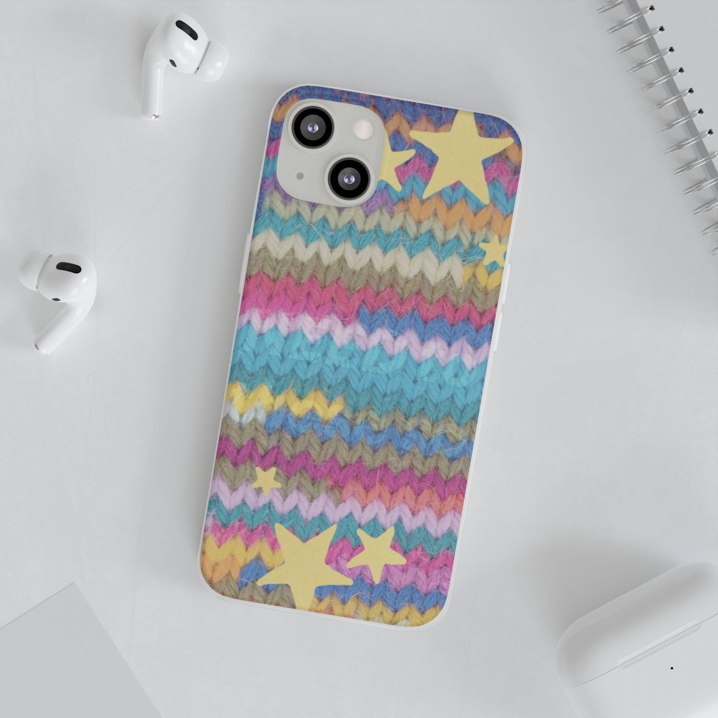 Pastel Knit Star Phone Case | Cozy Rainbow Aesthetic Case