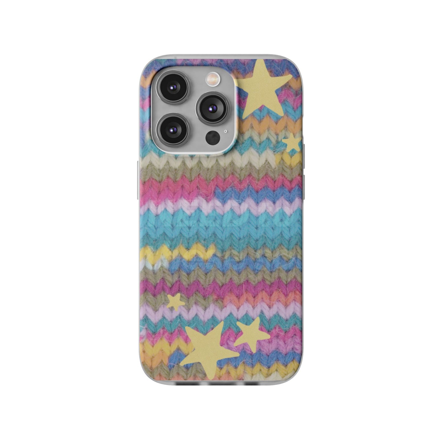 Pastel Knit Star Phone Case | Cozy Rainbow Aesthetic Case