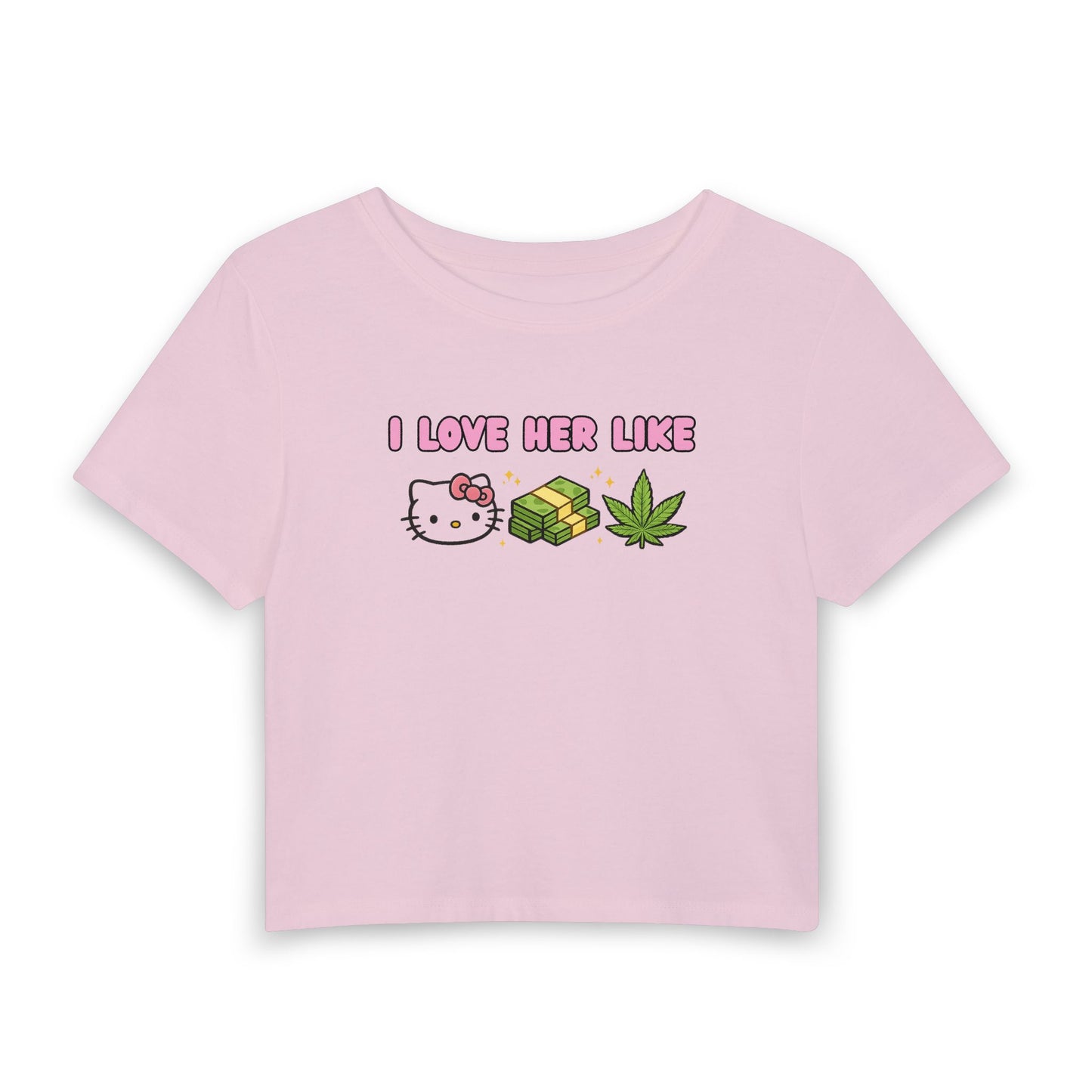 He Love Me Like Hello Kitty Graphic Baby Tee | Cute Y2K Soft Girl Crop Tee