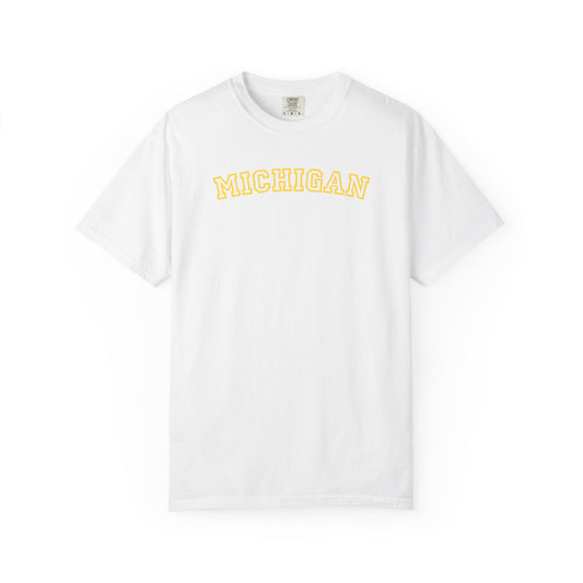 Michigan Varsity Graphic Tee | Retro Michigan Shirt | Midwest Aesthetic Tee | Trendy State Pride Shirt | College Style Tee