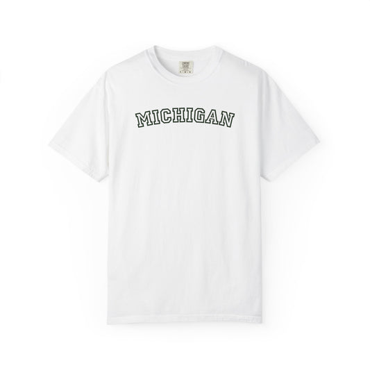 Michigan Varsity Graphic Tee | Retro Michigan Shirt | Midwest Aesthetic Tee | Trendy State Pride Shirt | College Style Tee