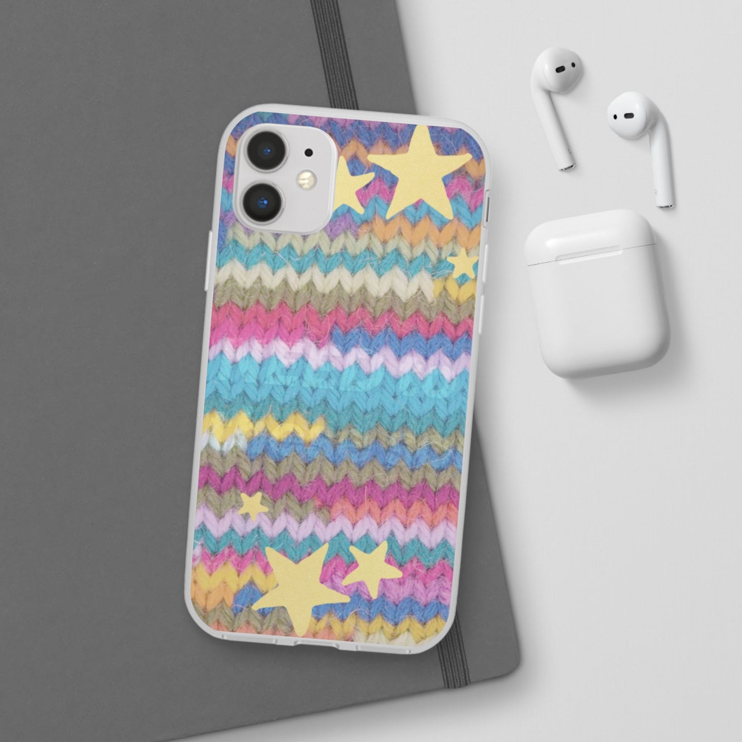 Pastel Knit Star Phone Case | Cozy Rainbow Aesthetic Case