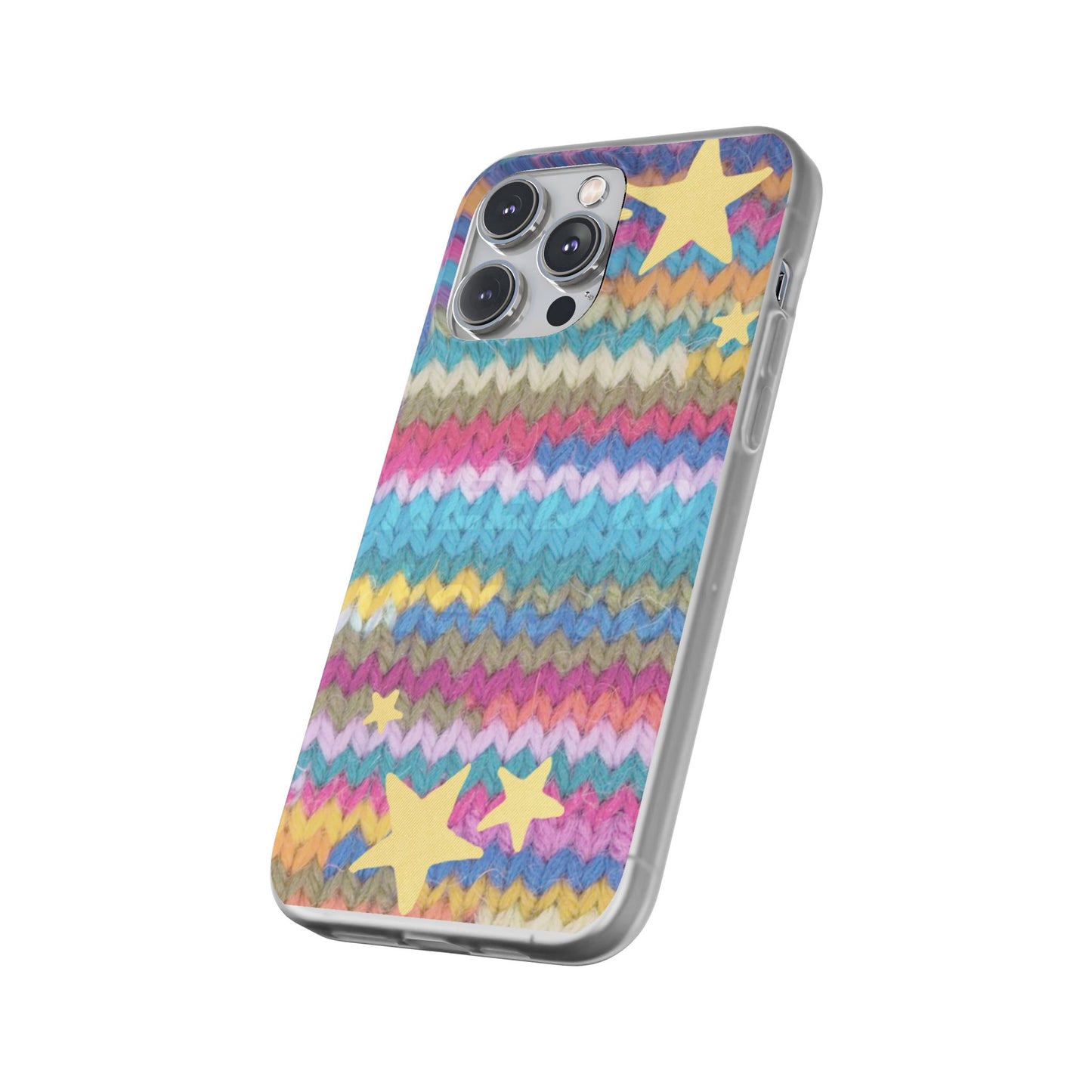 Pastel Knit Star Phone Case | Cozy Rainbow Aesthetic Case
