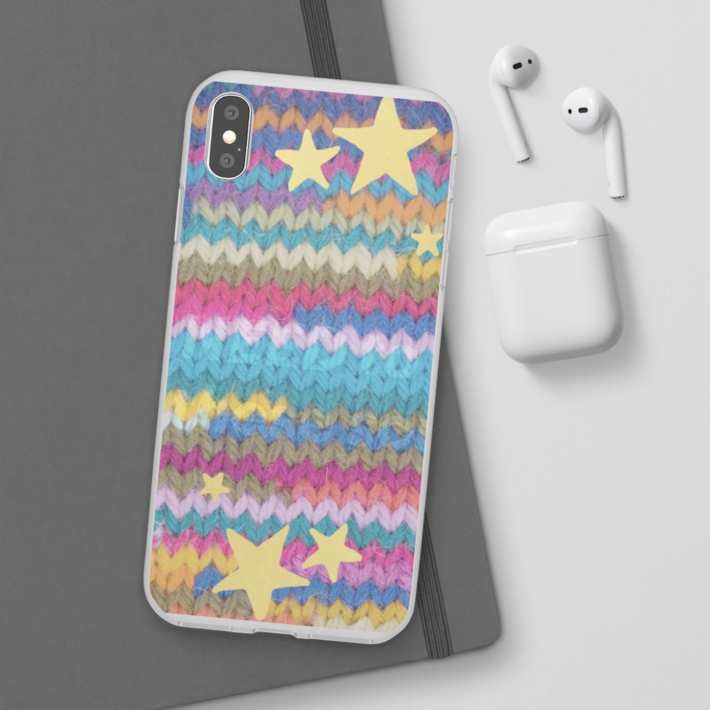 Pastel Knit Star Phone Case | Cozy Rainbow Aesthetic Case