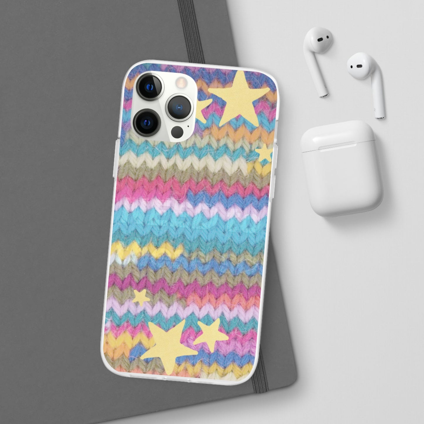Pastel Knit Star Phone Case | Cozy Rainbow Aesthetic Case