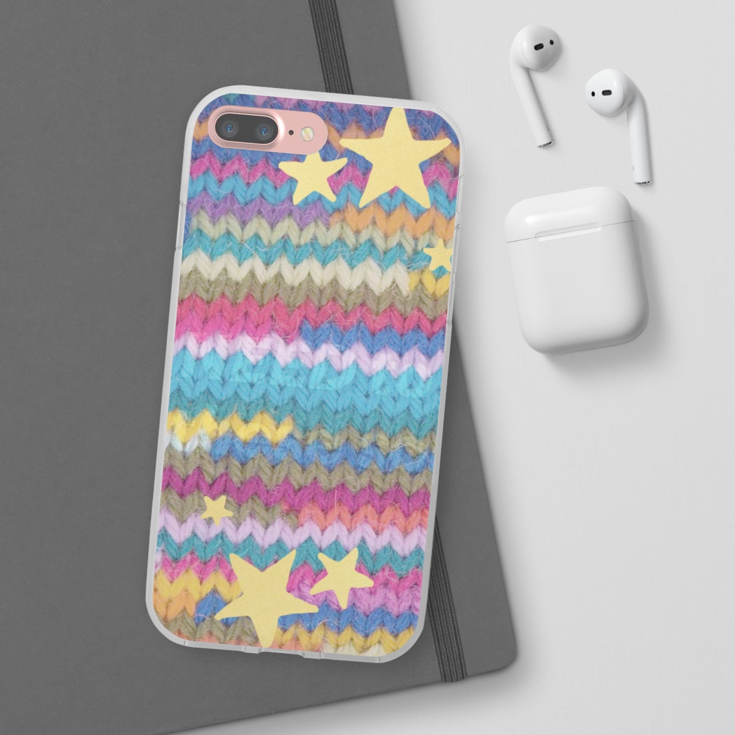 Pastel Knit Star Phone Case | Cozy Rainbow Aesthetic Case