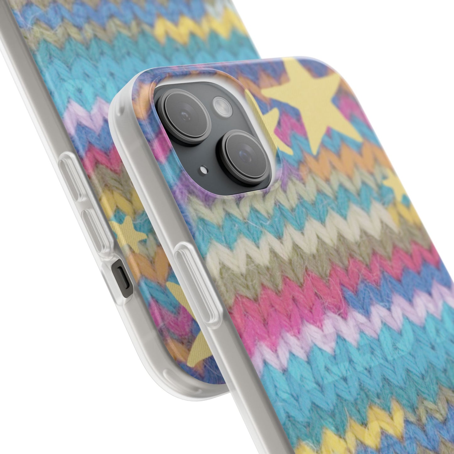 Pastel Knit Star Phone Case | Cozy Rainbow Aesthetic Case