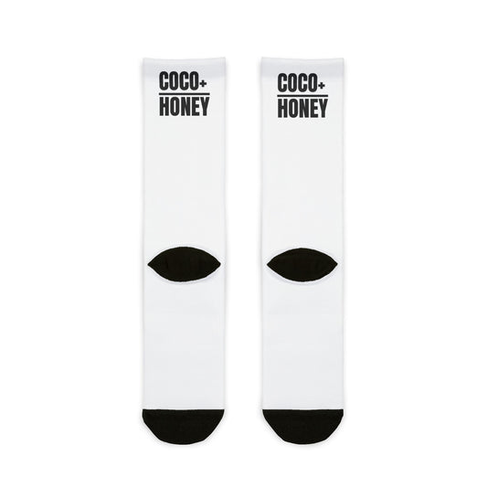 Coco Honey Sublimation Crew Socks — Cute Cocoa & Honey Graphic Crew Socks
