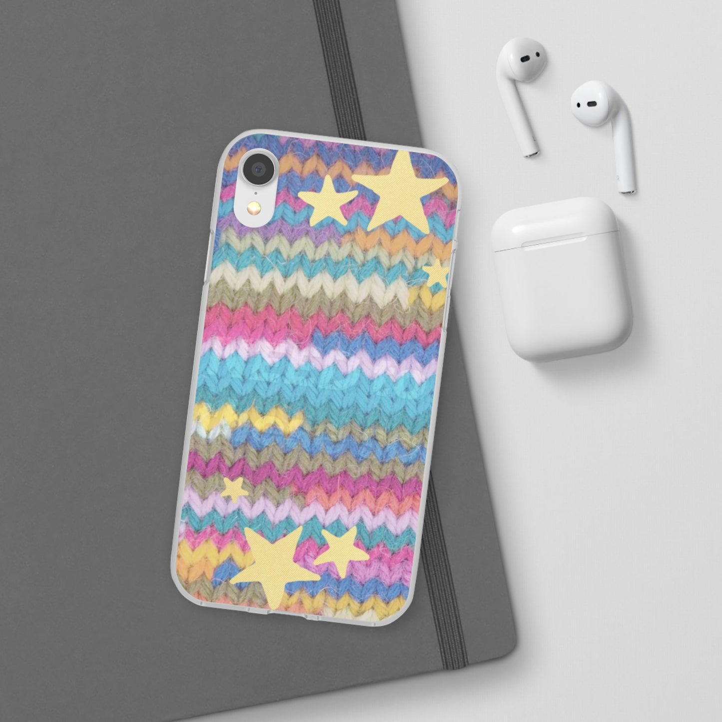 Pastel Knit Star Phone Case | Cozy Rainbow Aesthetic Case
