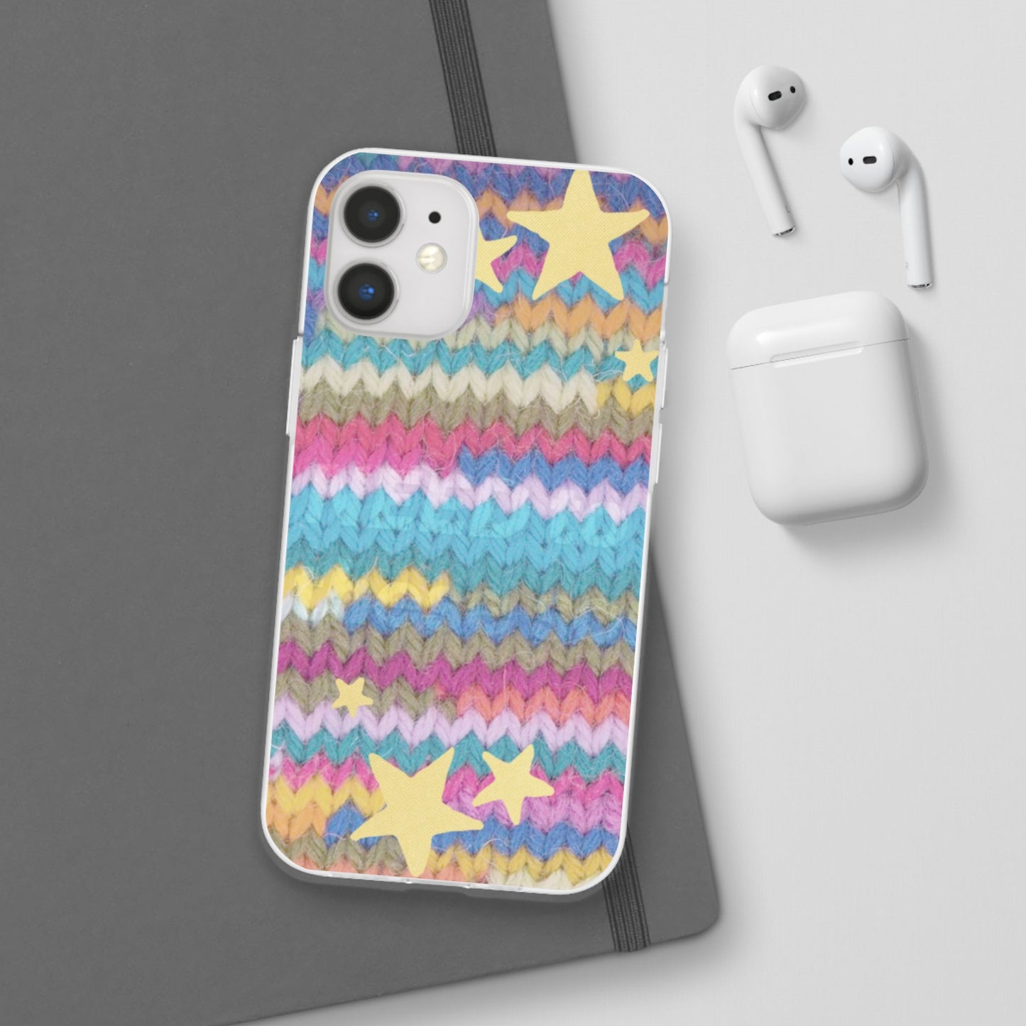 Pastel Knit Star Phone Case | Cozy Rainbow Aesthetic Case