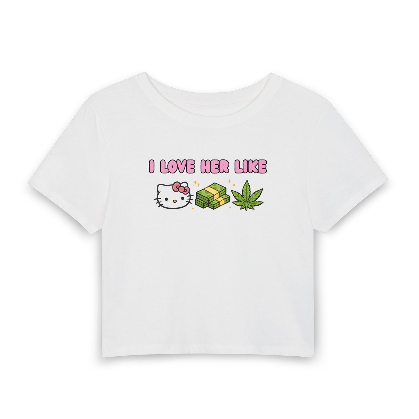 He Love Me Like Hello Kitty Graphic Baby Tee | Cute Y2K Soft Girl Crop Tee