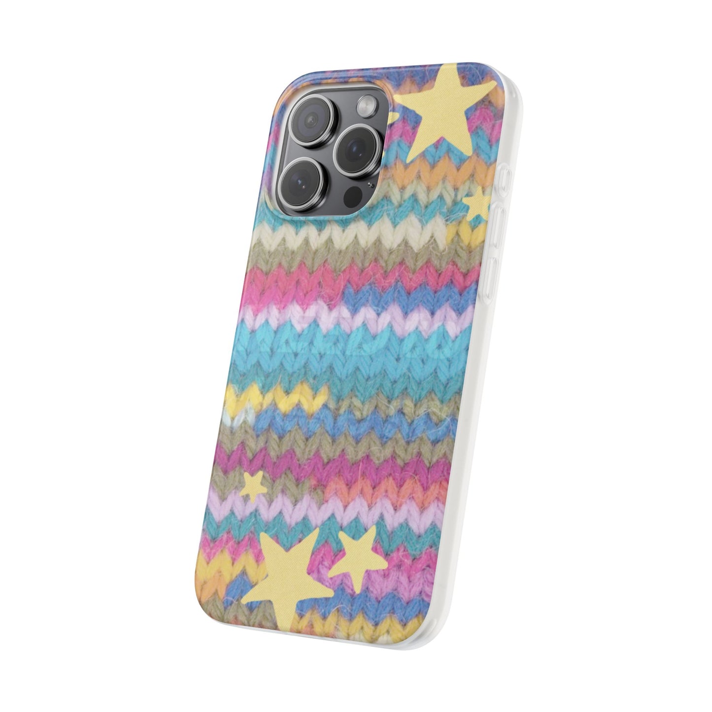 Pastel Knit Star Phone Case | Cozy Rainbow Aesthetic Case