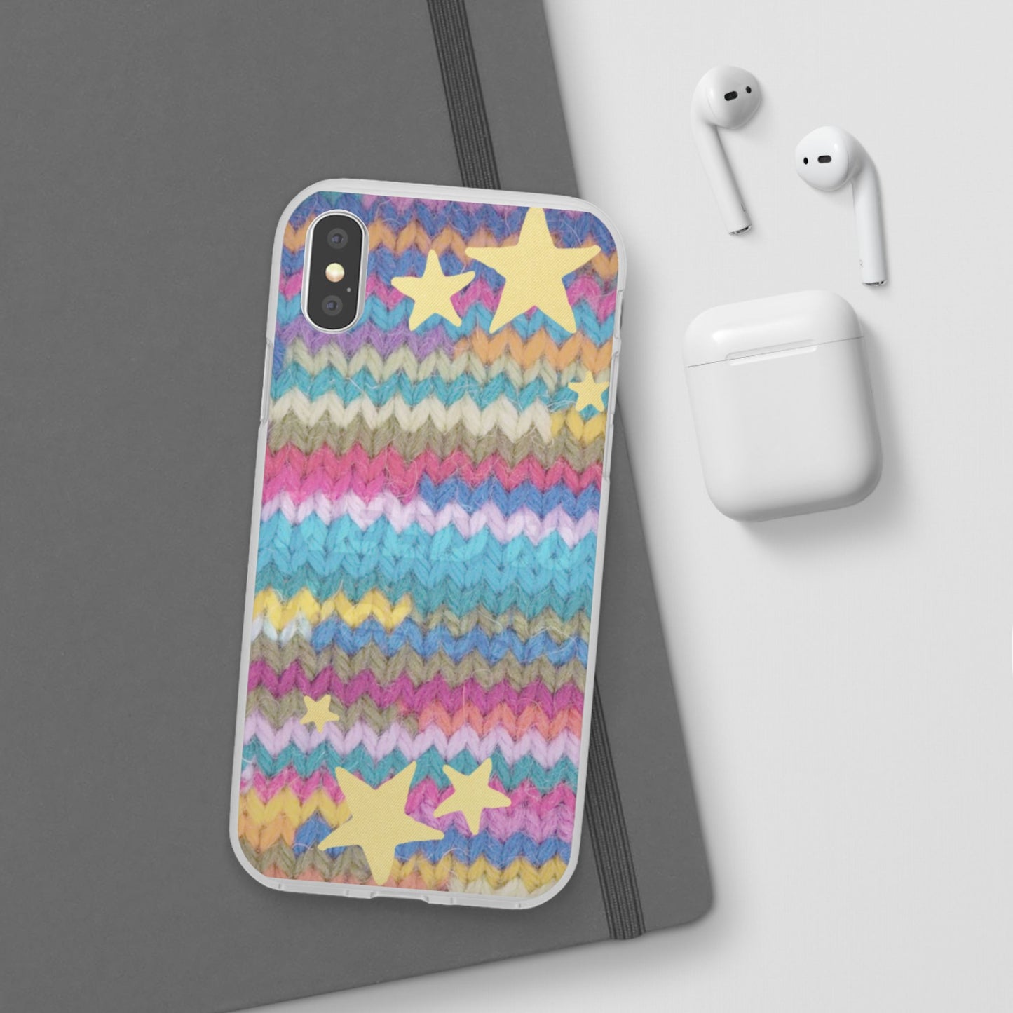 Pastel Knit Star Phone Case | Cozy Rainbow Aesthetic Case
