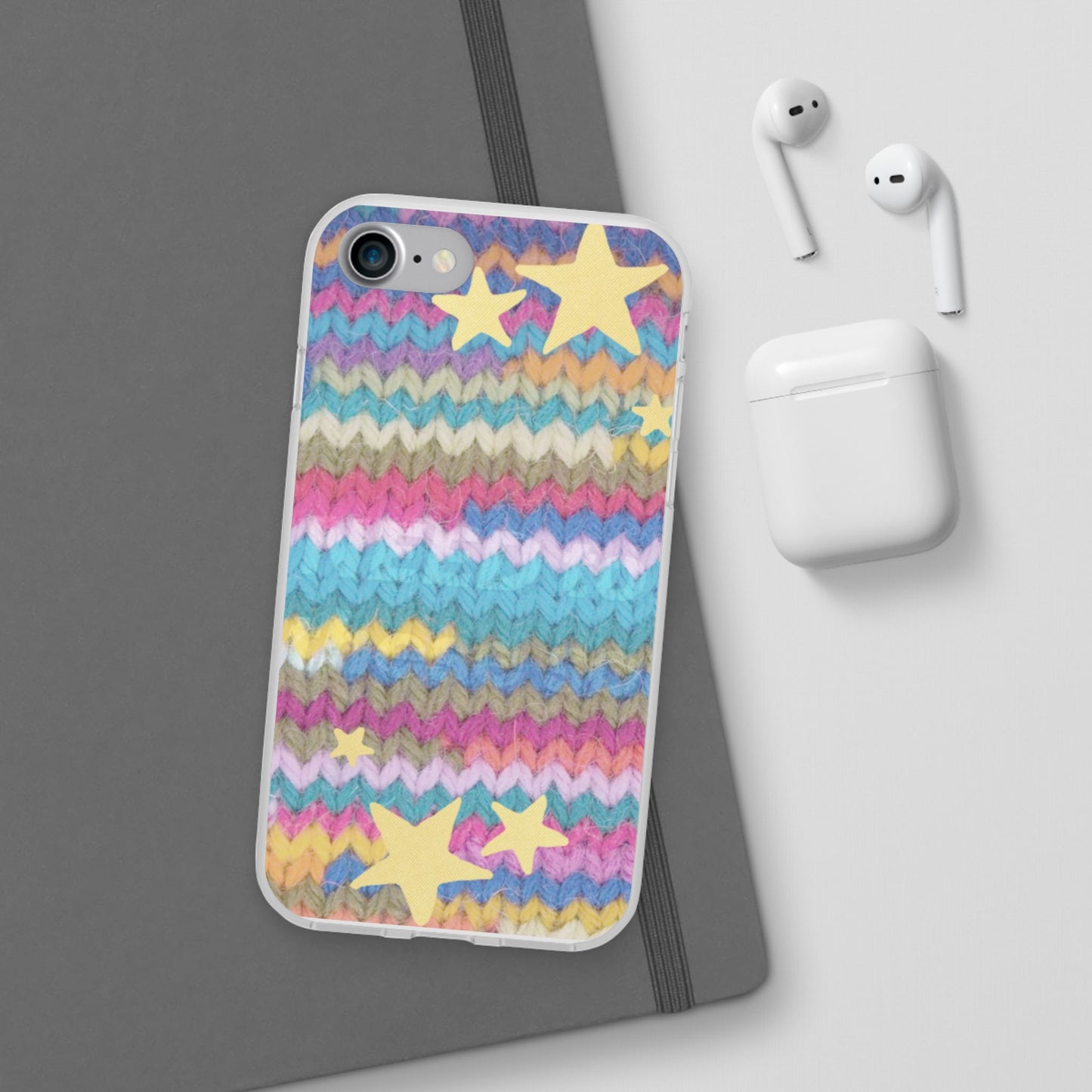 Pastel Knit Star Phone Case | Cozy Rainbow Aesthetic Case