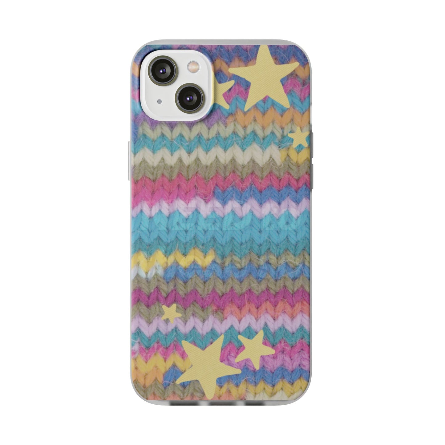 Pastel Knit Star Phone Case | Cozy Rainbow Aesthetic Case