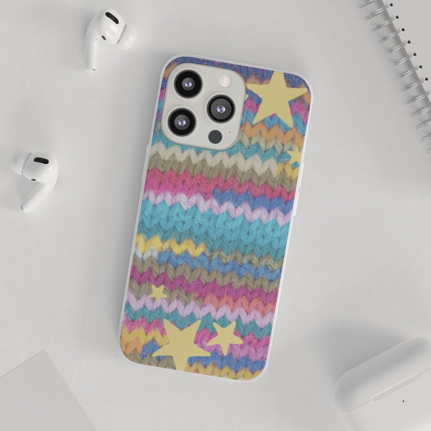 Pastel Knit Star Phone Case | Cozy Rainbow Aesthetic Case