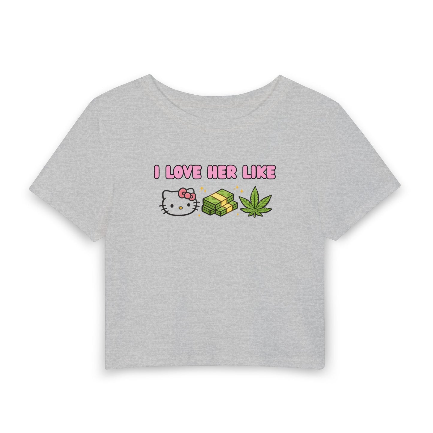 He Love Me Like Hello Kitty Graphic Baby Tee | Cute Y2K Soft Girl Crop Tee