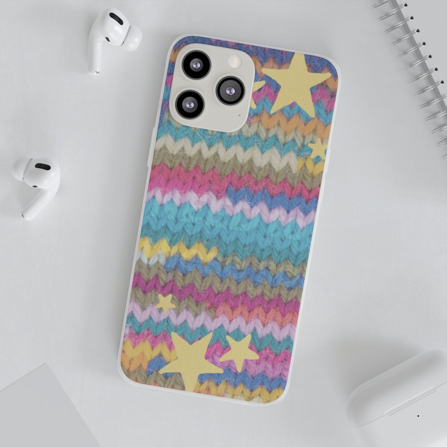 Pastel Knit Star Phone Case | Cozy Rainbow Aesthetic Case