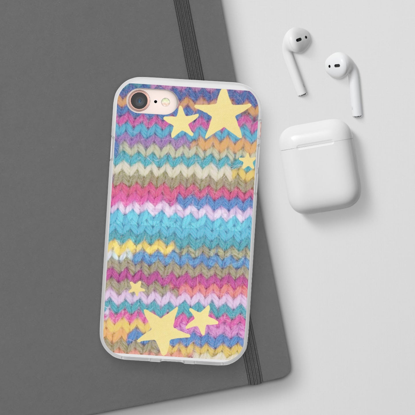 Pastel Knit Star Phone Case | Cozy Rainbow Aesthetic Case